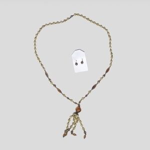 Vintage Beaded Necklace and Tassel Drop Earrings Set